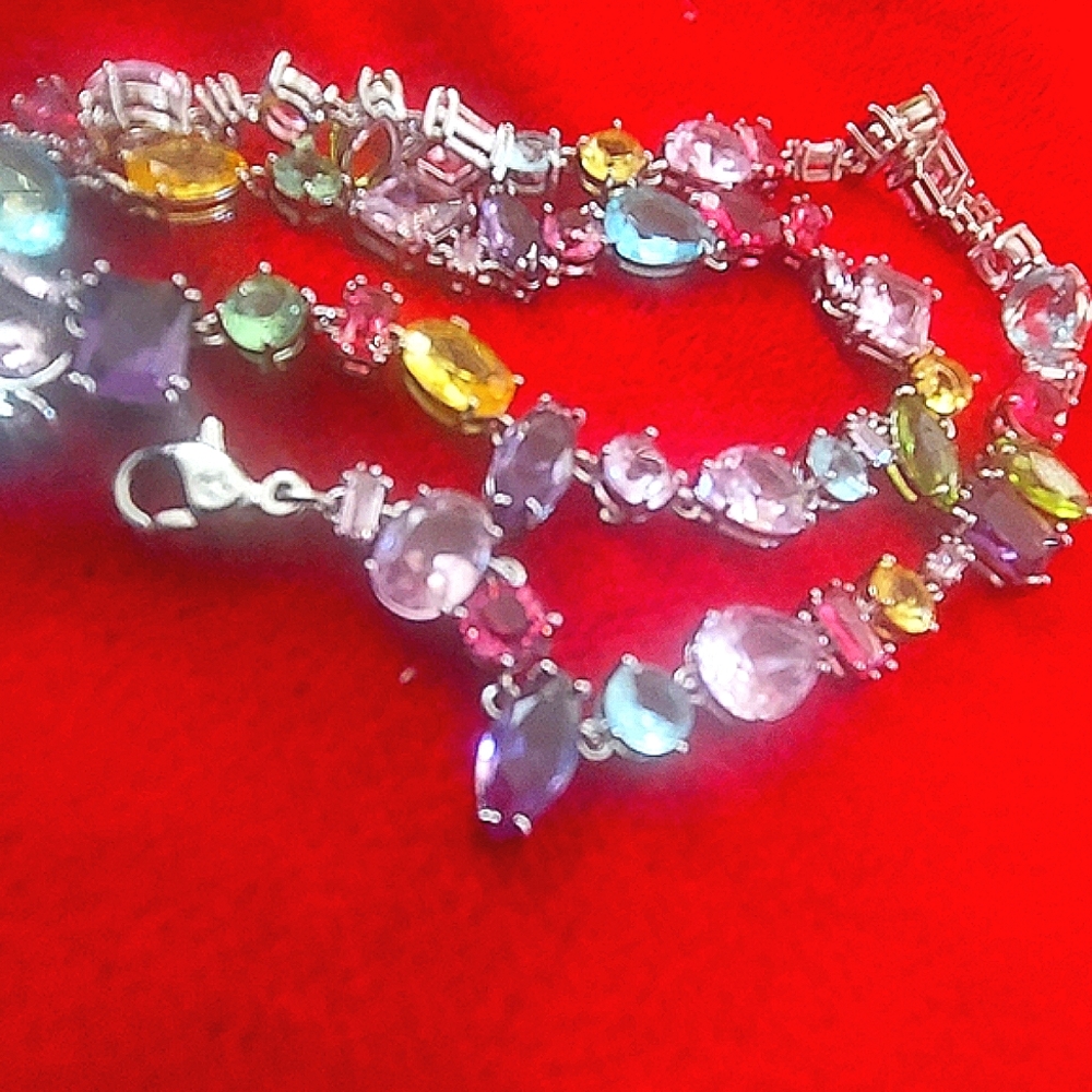 NWT Swarovski autentuc Gema necklace Mixed cuts, Multicolored, Rhodium plated